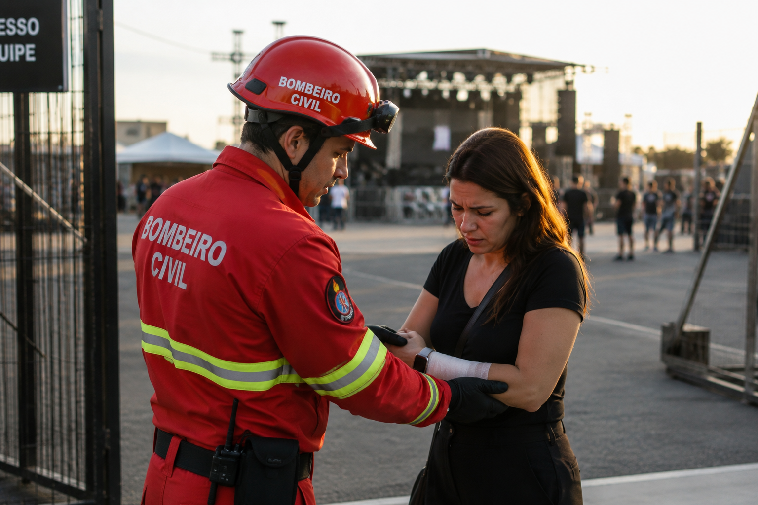 Equipe de Bombeiros Civis em ambiente de show